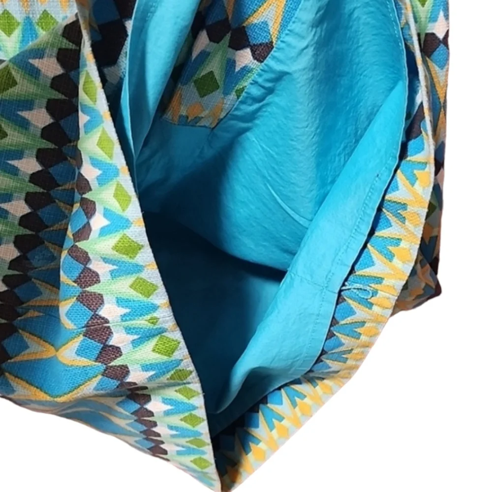 J CREW The Pencil Skirt 6 Midi Blue Geometric Batik Geometric Abstract Art Vibe
